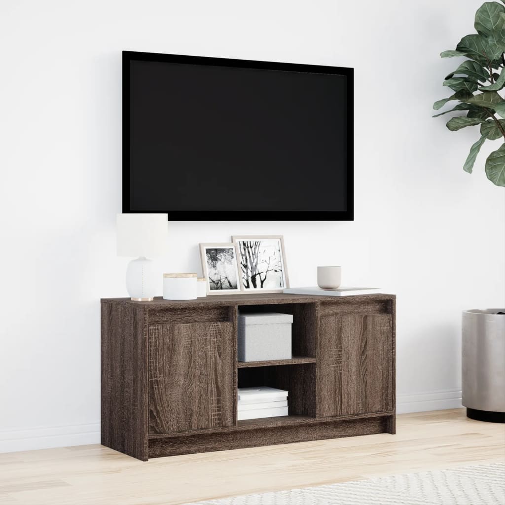 Meuble TV avec LED chêne marron 100x34x50 cm bois d'ingénierie - XIOS