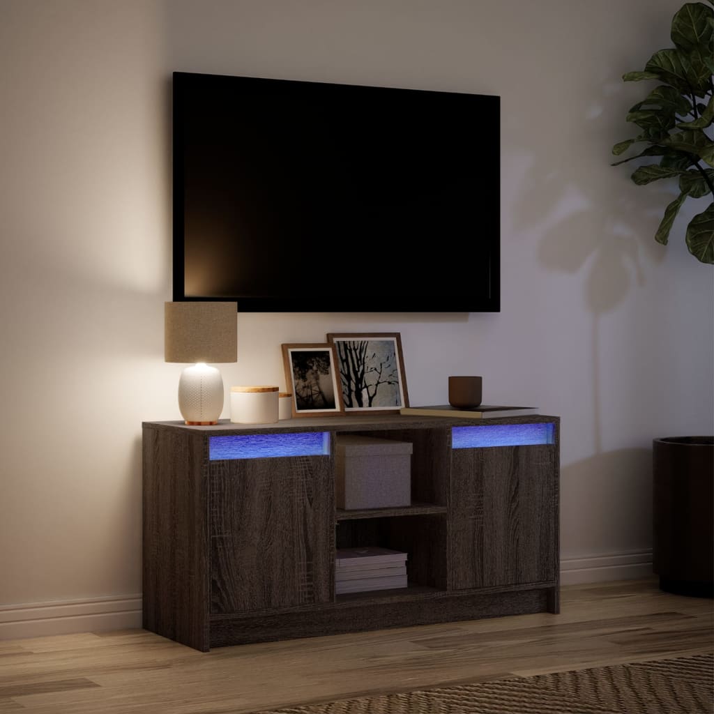 Meuble TV avec LED chêne marron 100x34x50 cm bois d'ingénierie - XIOS