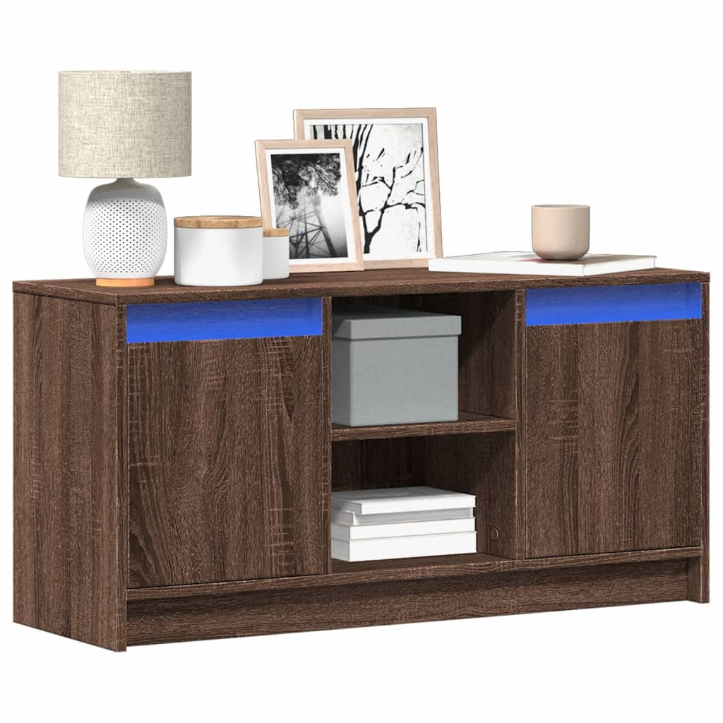 Meuble TV avec LED chêne marron 100x34x50 cm bois d'ingénierie - XIOS
