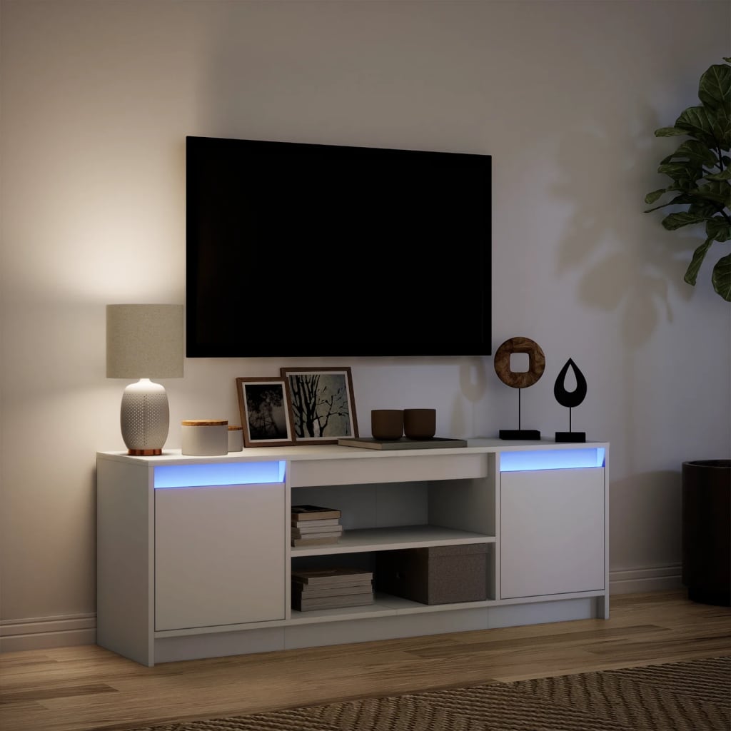 Meuble TV avec LED blanc 139,5x34x50 cm bois d'ingénierie - XIOS