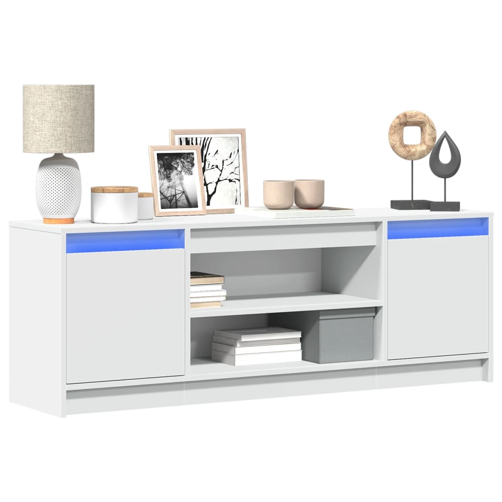 Meuble TV avec LED blanc 139,5x34x50 cm bois d'ingénierie - XIOS