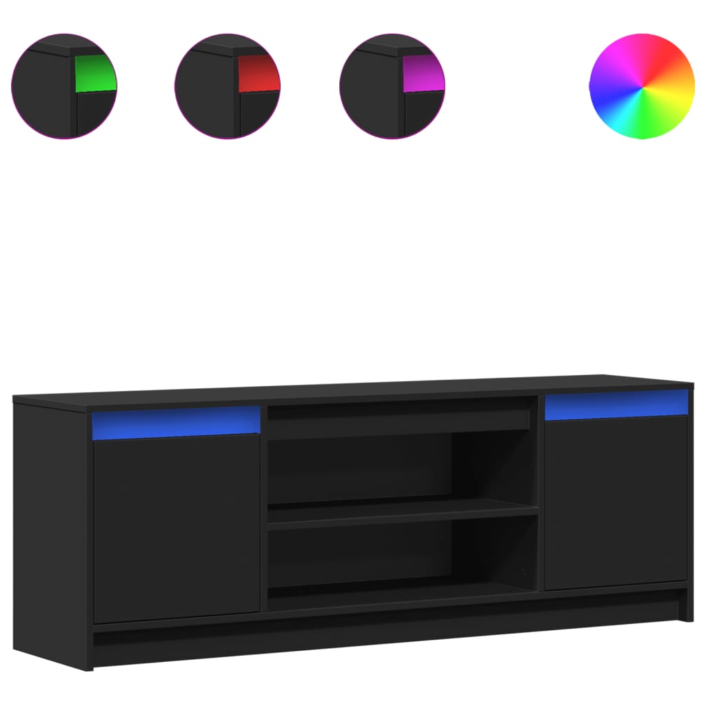 Meuble TV avec LED noir 139,5x34x50 cm bois d'ingénierie - XIOS