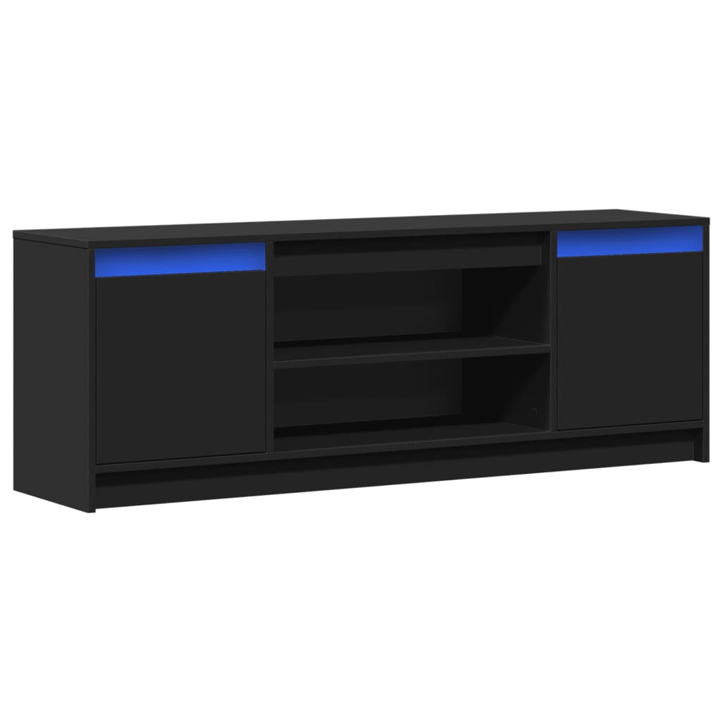 Meuble TV avec LED noir 139,5x34x50 cm bois d'ingénierie - XIOS
