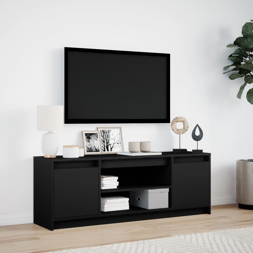 Meuble TV avec LED noir 139,5x34x50 cm bois d'ingénierie - XIOS