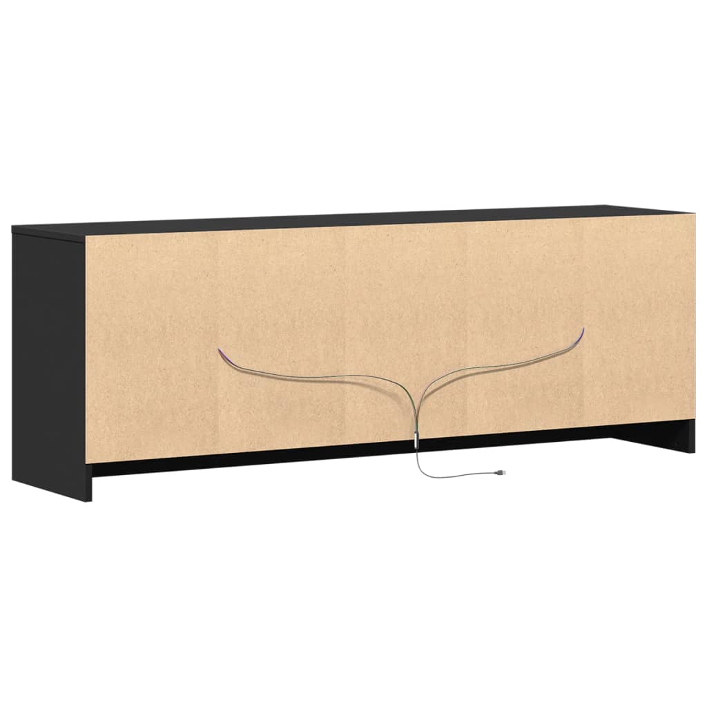 Meuble TV avec LED noir 139,5x34x50 cm bois d'ingénierie - XIOS