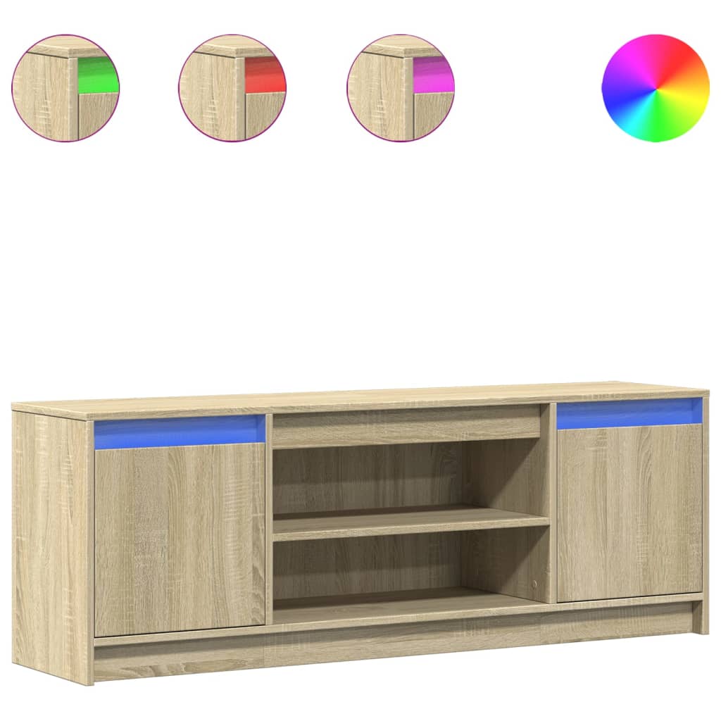Meuble TV avec LED chêne sonoma 139,5x34x50cm bois d'ingénierie - XIOS