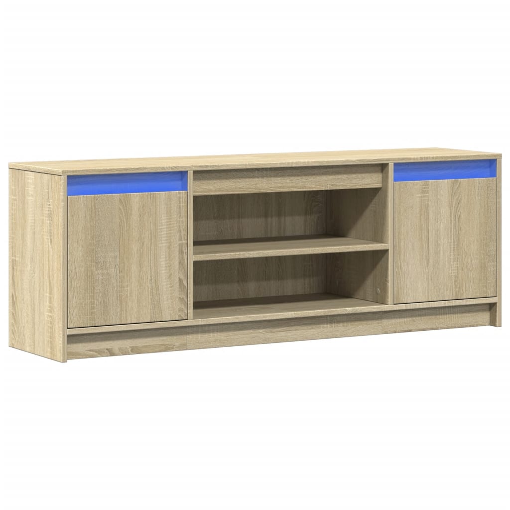 Meuble TV avec LED chêne sonoma 139,5x34x50cm bois d'ingénierie - XIOS