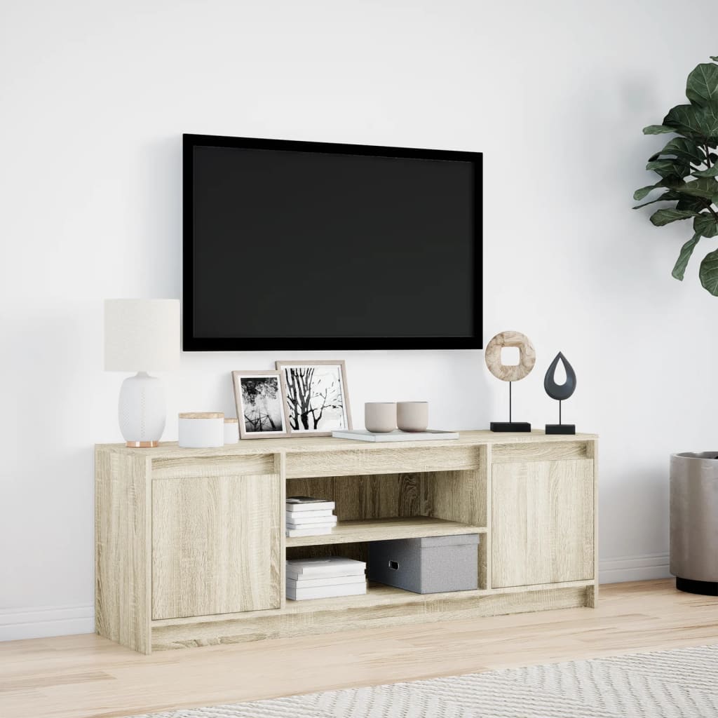 Meuble TV avec LED chêne sonoma 139,5x34x50cm bois d'ingénierie - XIOS