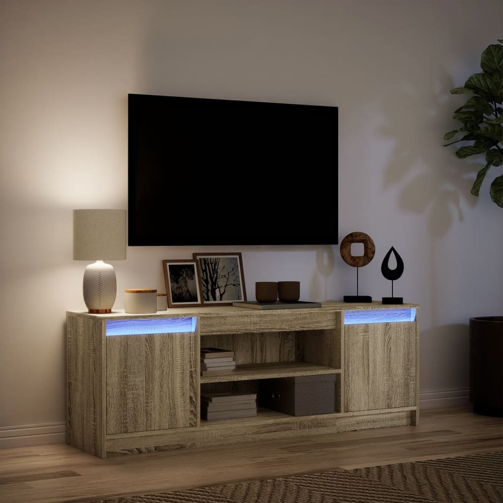 Meuble TV avec LED chêne sonoma 139,5x34x50cm bois d'ingénierie - XIOS