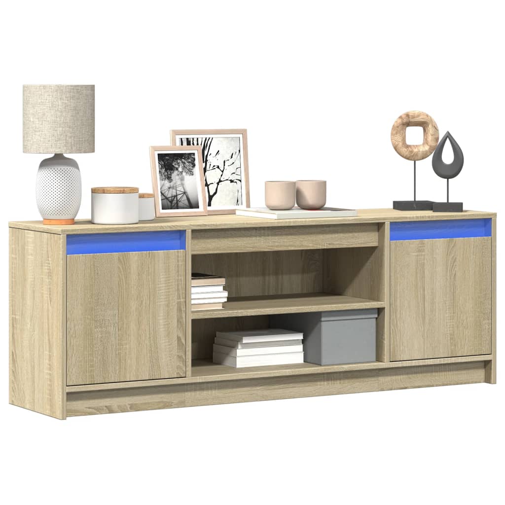 Meuble TV avec LED chêne sonoma 139,5x34x50cm bois d'ingénierie - XIOS
