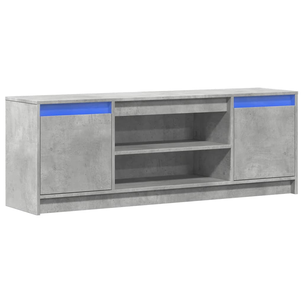 Meuble TV avec LED gris béton 139,5x34x50 cm bois d'ingénierie - XIOS