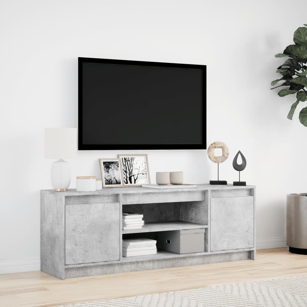 Meuble TV avec LED gris béton 139,5x34x50 cm bois d'ingénierie - XIOS