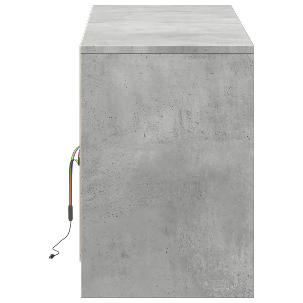 Meuble TV avec LED gris béton 139,5x34x50 cm bois d'ingénierie - XIOS