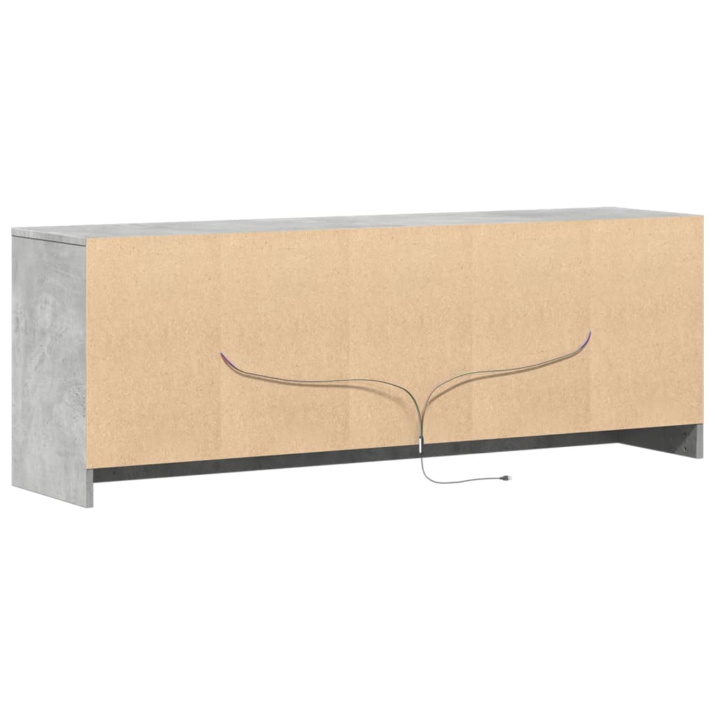 Meuble TV avec LED gris béton 139,5x34x50 cm bois d'ingénierie - XIOS
