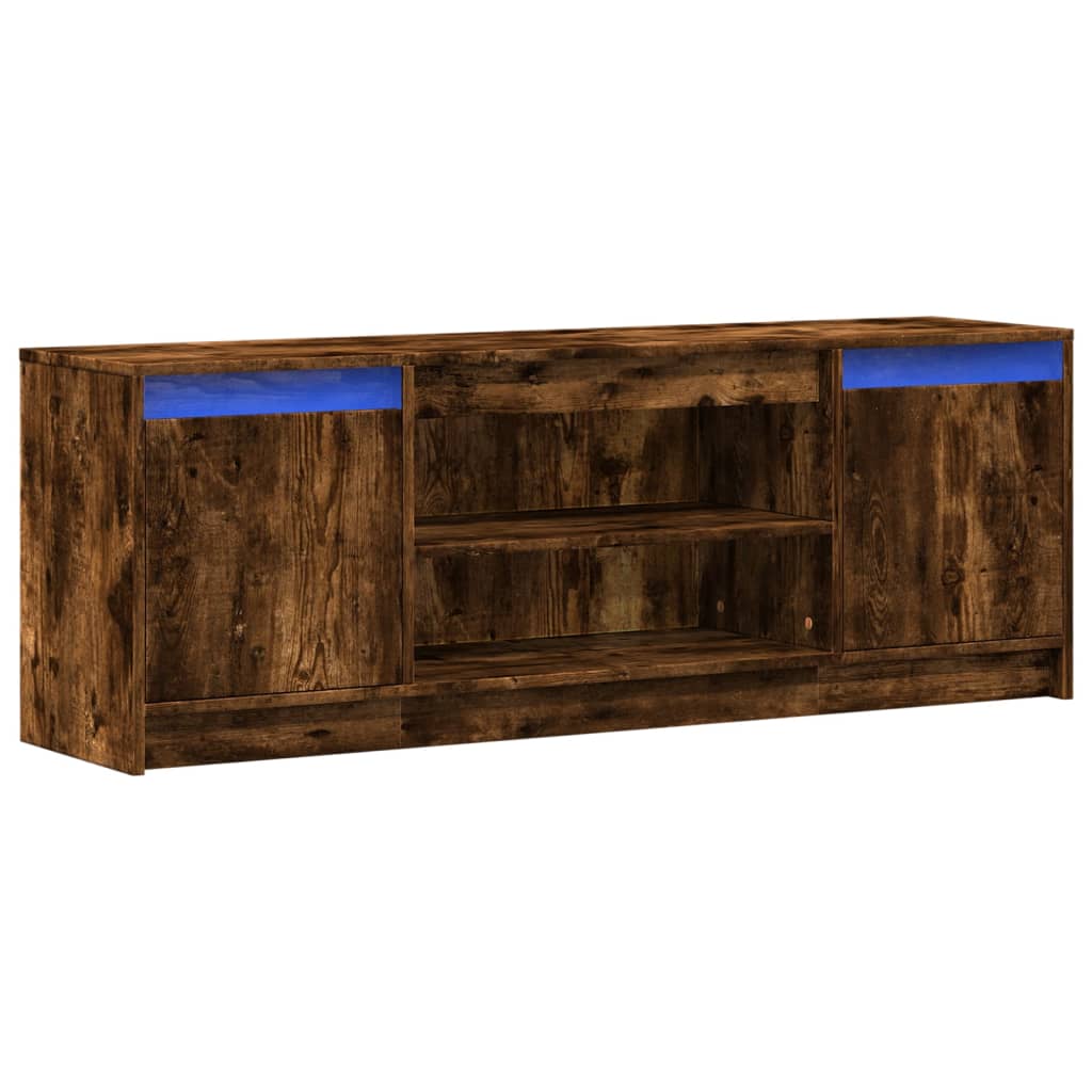 Meuble TV avec LED chêne fumé 139,5x34x50 cm bois d'ingénierie - XIOS