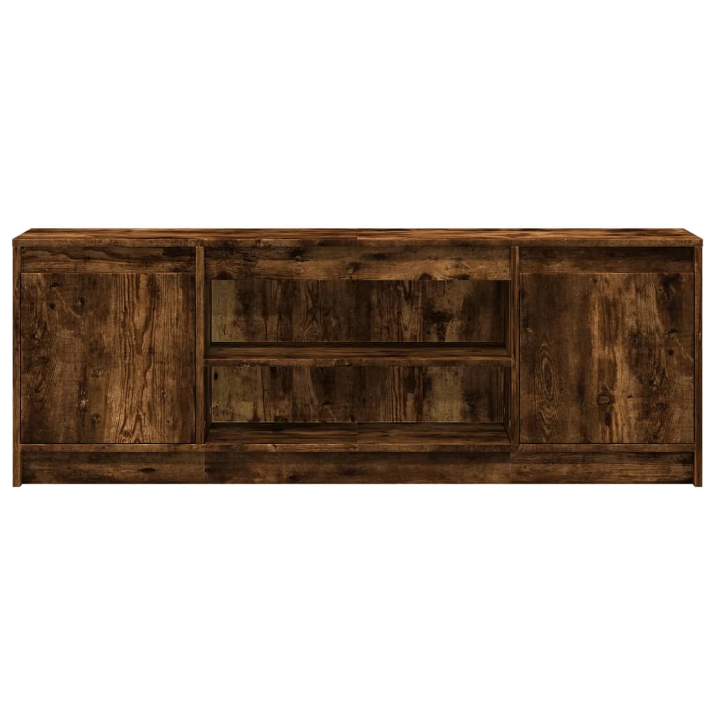 Meuble TV avec LED chêne fumé 139,5x34x50 cm bois d'ingénierie - XIOS