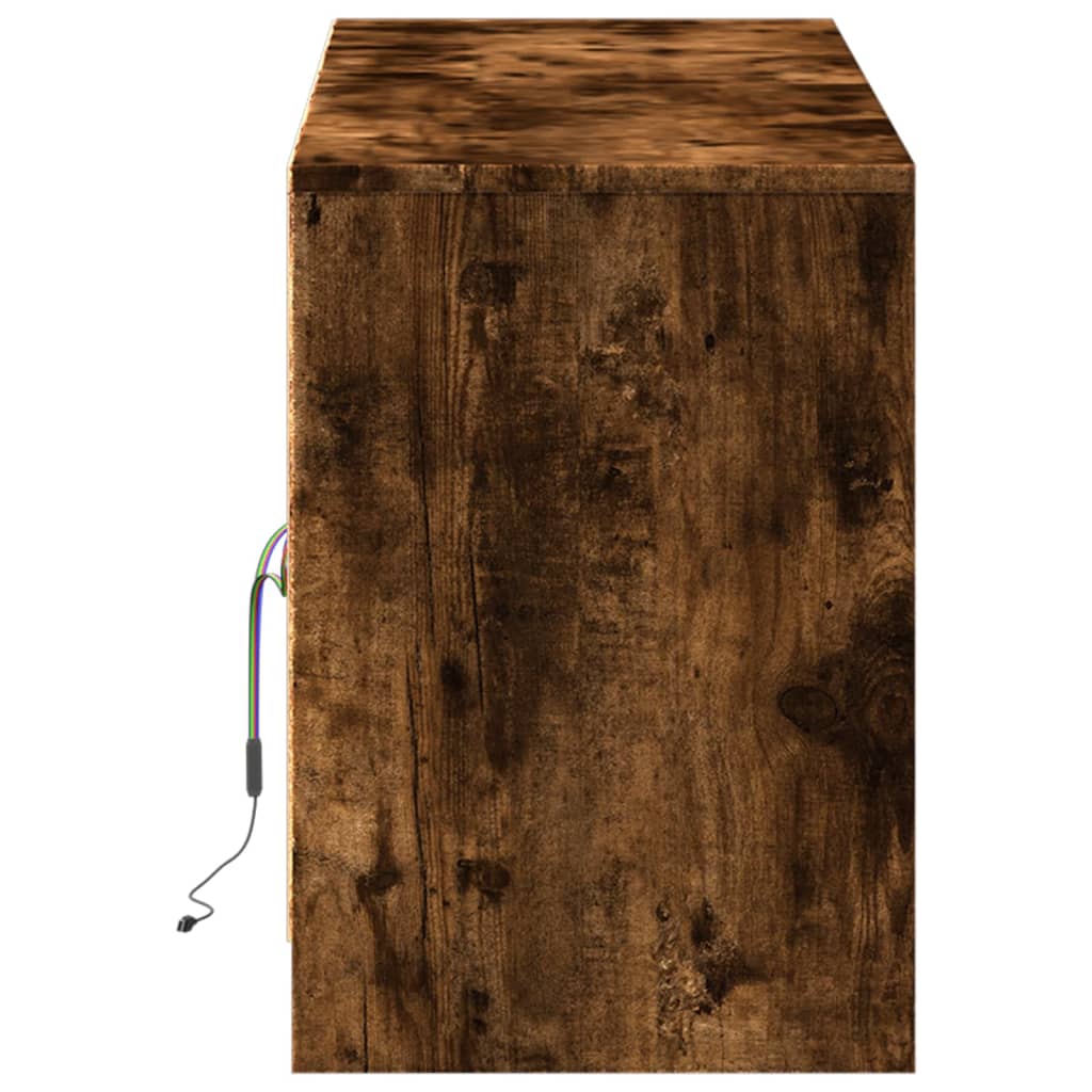 Meuble TV avec LED chêne fumé 139,5x34x50 cm bois d'ingénierie - XIOS