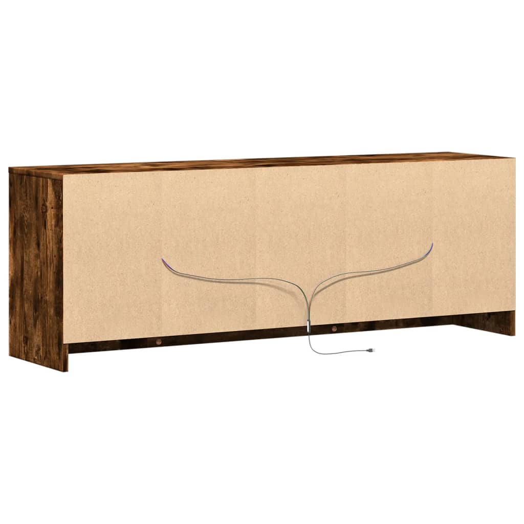 Meuble TV avec LED chêne fumé 139,5x34x50 cm bois d'ingénierie - XIOS