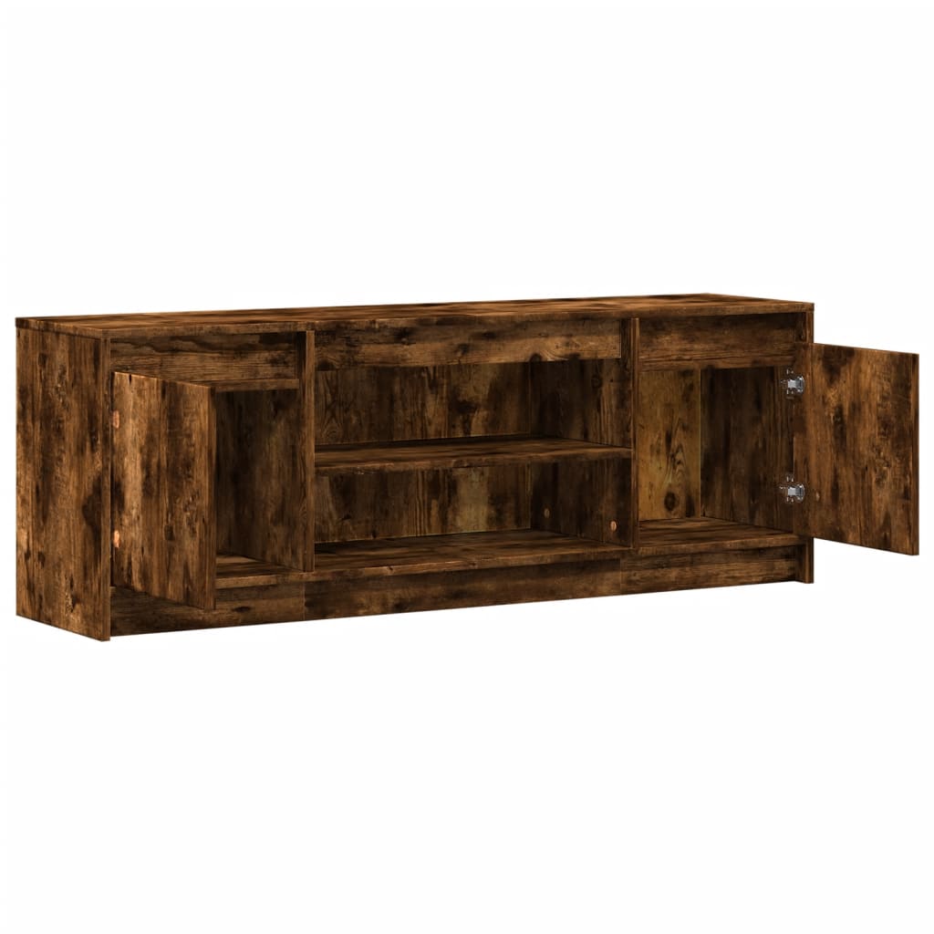 Meuble TV avec LED chêne fumé 139,5x34x50 cm bois d'ingénierie - XIOS