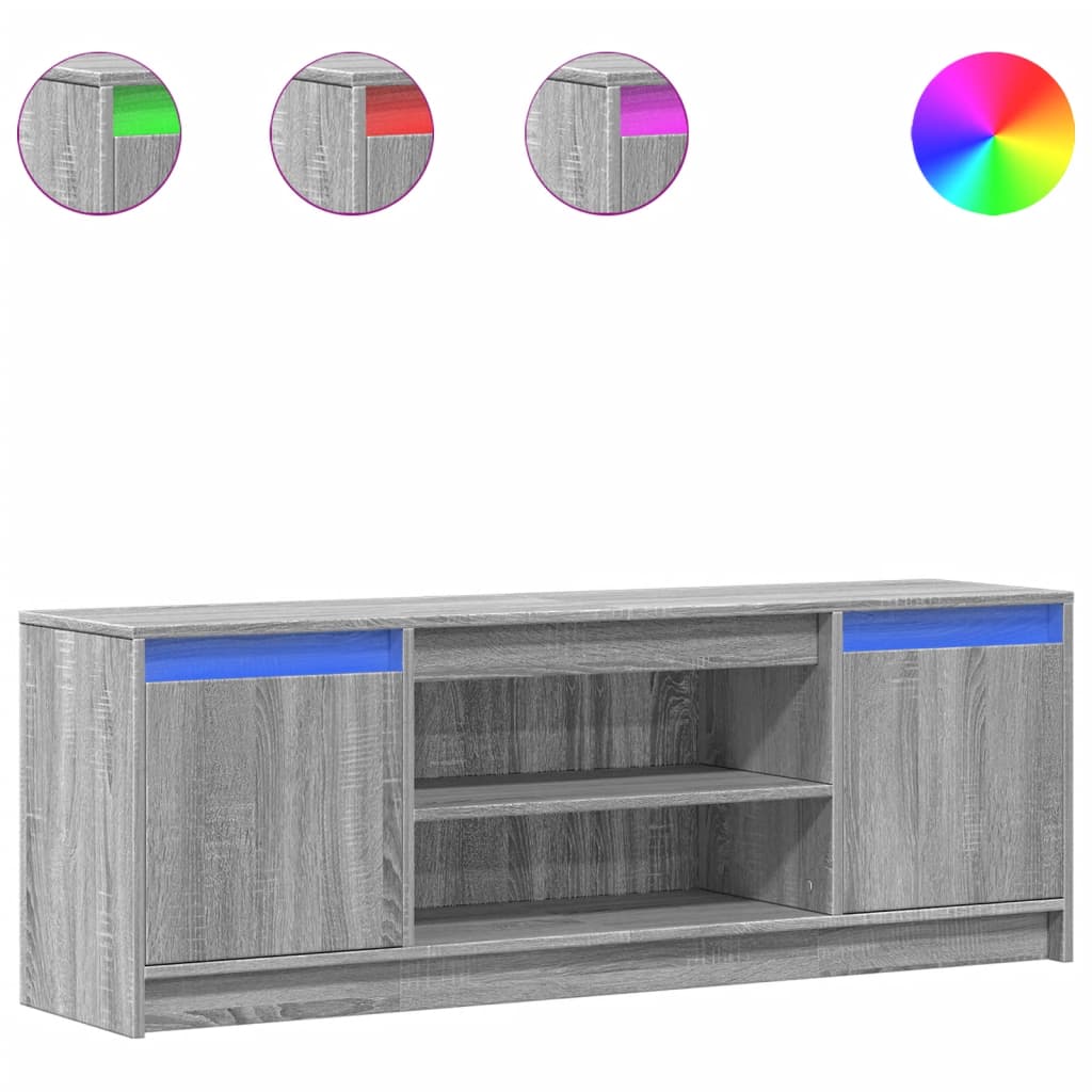 Meuble TV avec LED sonoma gris 139,5x34x50 cm bois d'ingénierie - XIOS