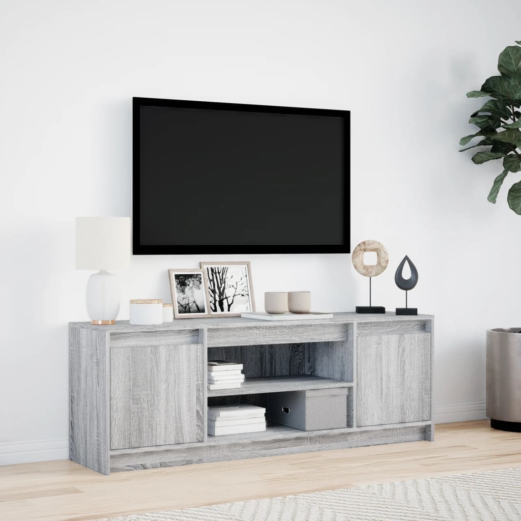 Meuble TV avec LED sonoma gris 139,5x34x50 cm bois d'ingénierie - XIOS