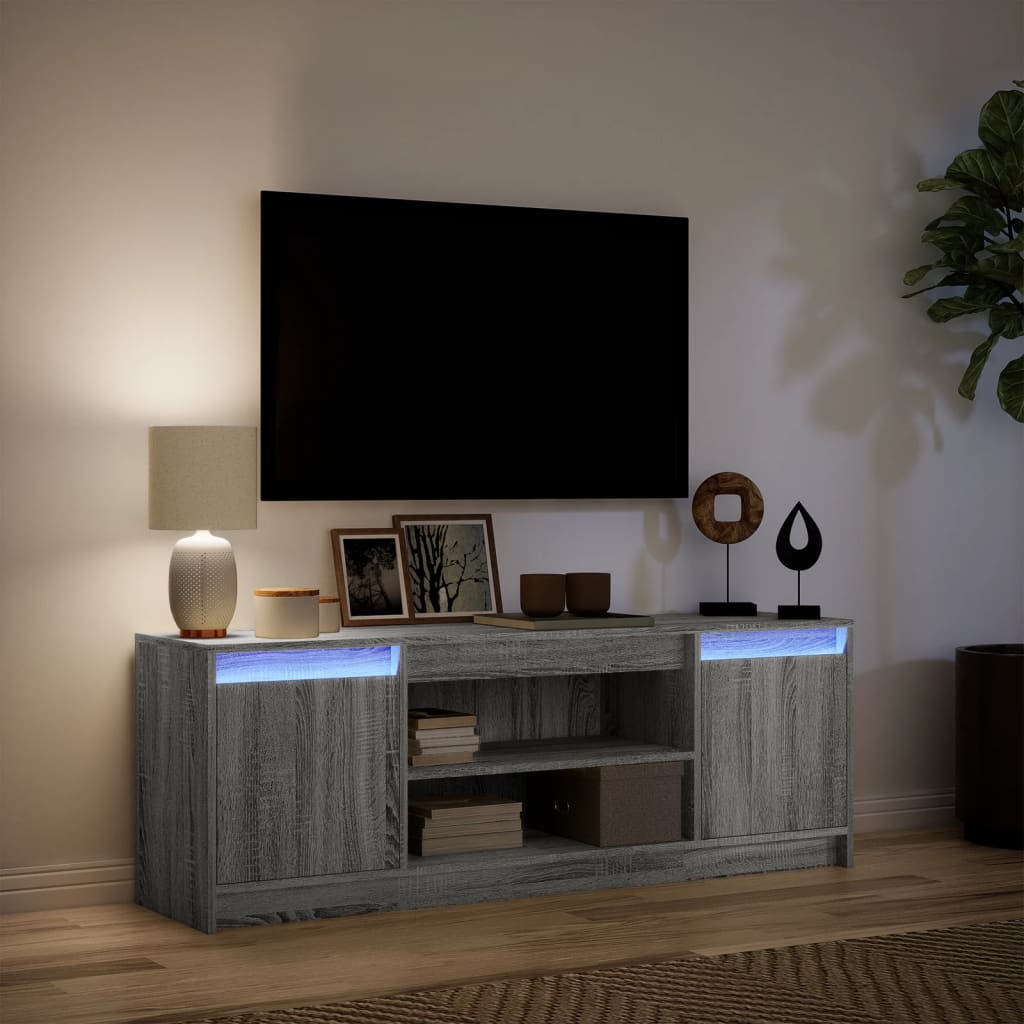Meuble TV avec LED sonoma gris 139,5x34x50 cm bois d'ingénierie - XIOS