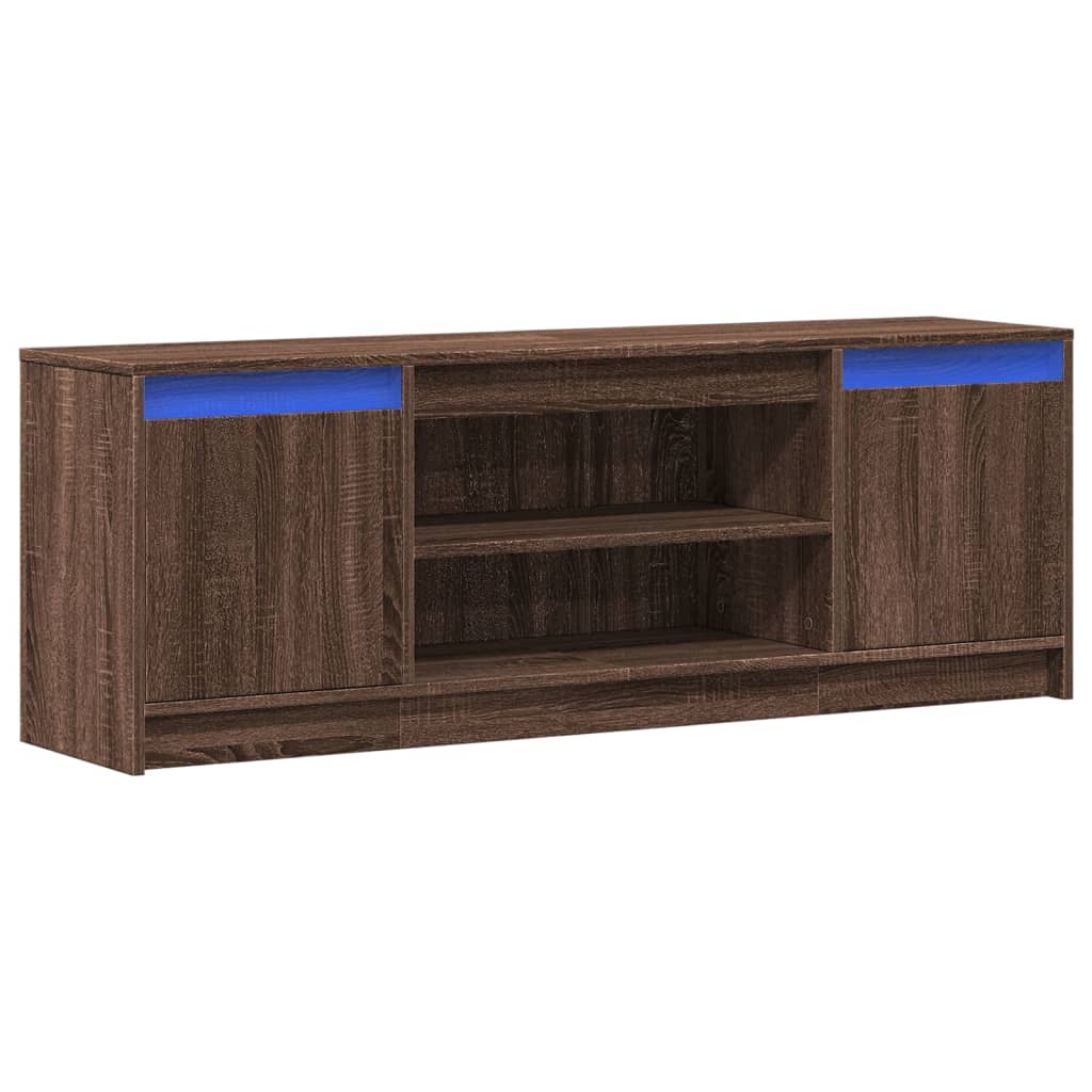 Meuble TV avec LED chêne marron 139,5x34x50cm bois d'ingénierie - XIOS