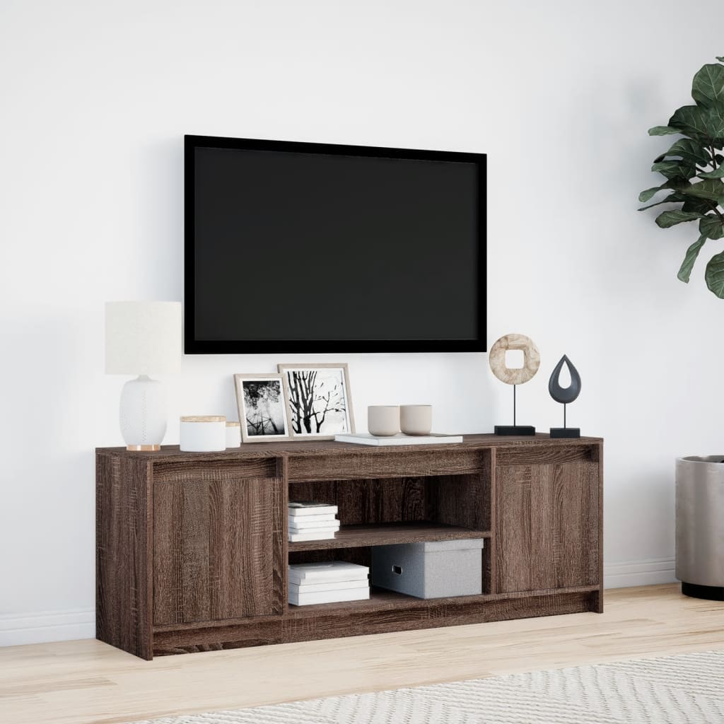 Meuble TV avec LED chêne marron 139,5x34x50cm bois d'ingénierie - XIOS