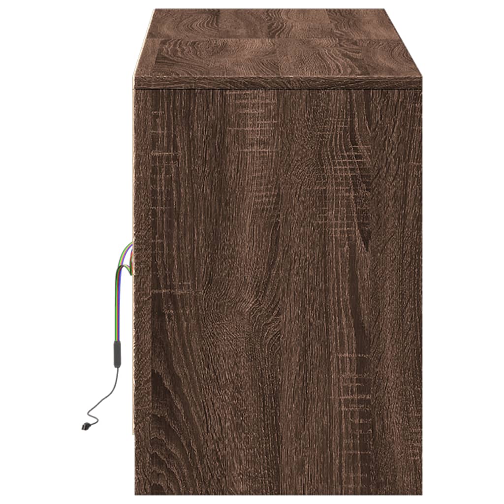 Meuble TV avec LED chêne marron 139,5x34x50cm bois d'ingénierie - XIOS