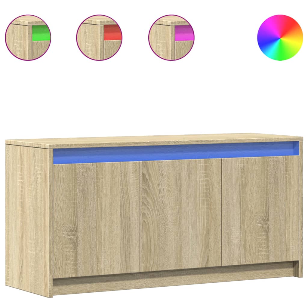 Meuble TV avec LED chêne sonoma 100x34x50 cm bois d'ingénierie - XIOS