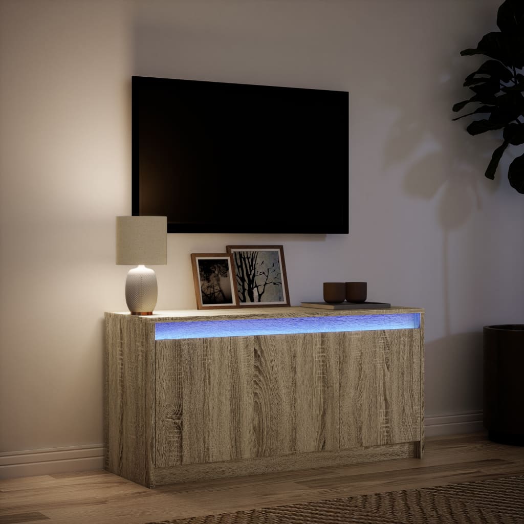 Meuble TV avec LED chêne sonoma 100x34x50 cm bois d'ingénierie - XIOS