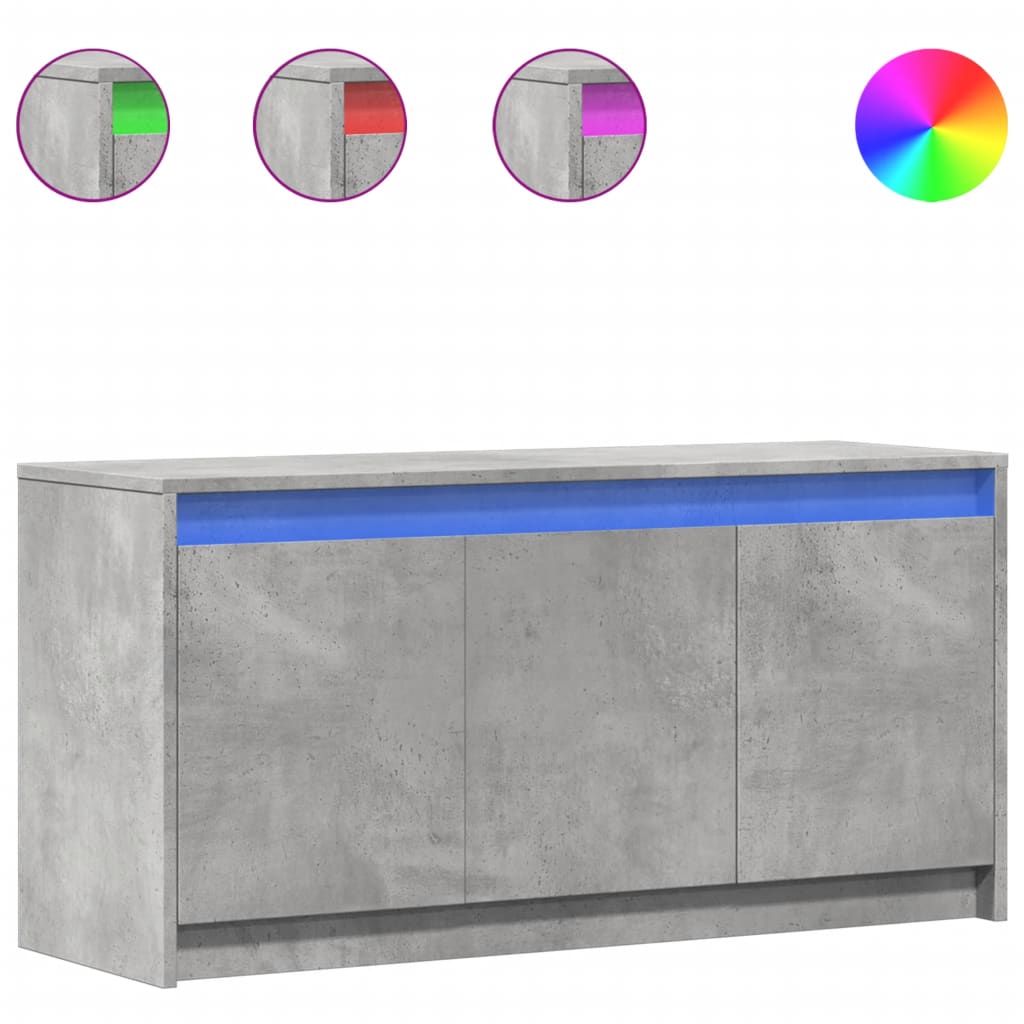 Meuble TV avec LED gris béton 100x34x50 cm bois d'ingénierie - XIOS