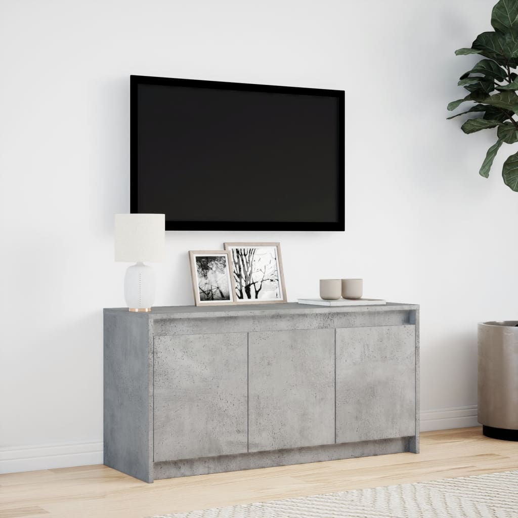 Meuble TV avec LED gris béton 100x34x50 cm bois d'ingénierie - XIOS