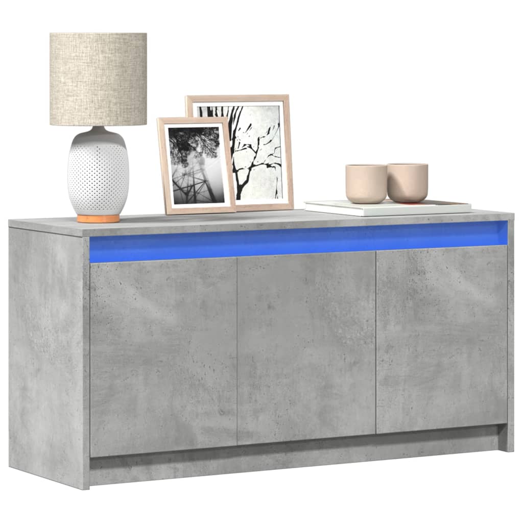 Meuble TV avec LED gris béton 100x34x50 cm bois d'ingénierie - XIOS