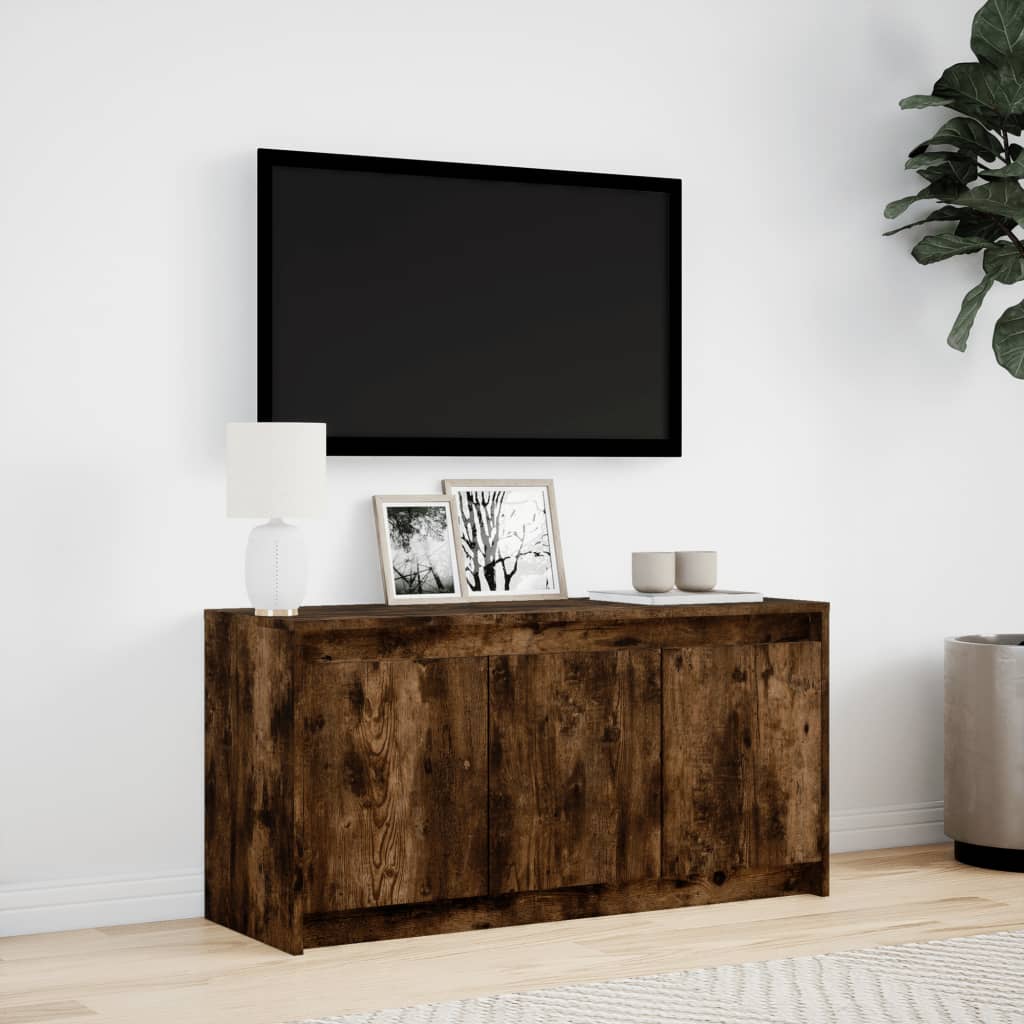Meuble TV avec LED chêne fumé 100x34x50 cm bois d'ingénierie - XIOS