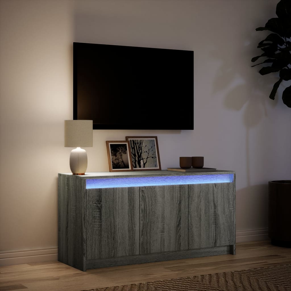 Meuble TV avec LED sonoma gris 100x34x50 cm bois d'ingénierie - XIOS