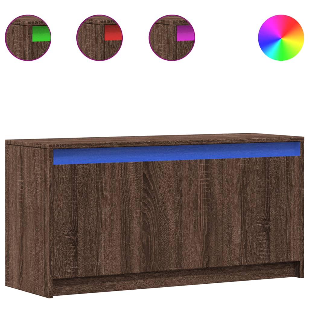Meuble TV avec LED chêne marron 100x34x50 cm bois d'ingénierie - XIOS