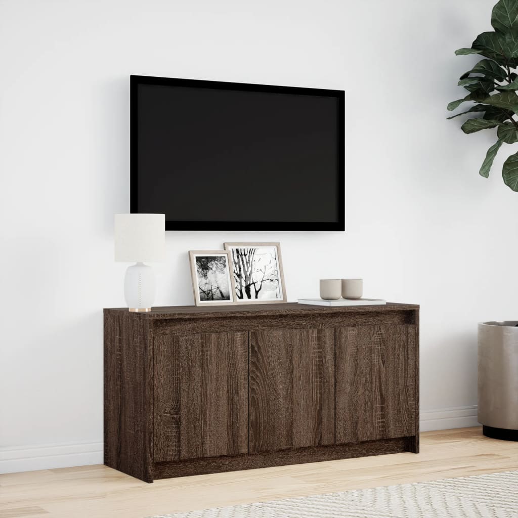 Meuble TV avec LED chêne marron 100x34x50 cm bois d'ingénierie - XIOS