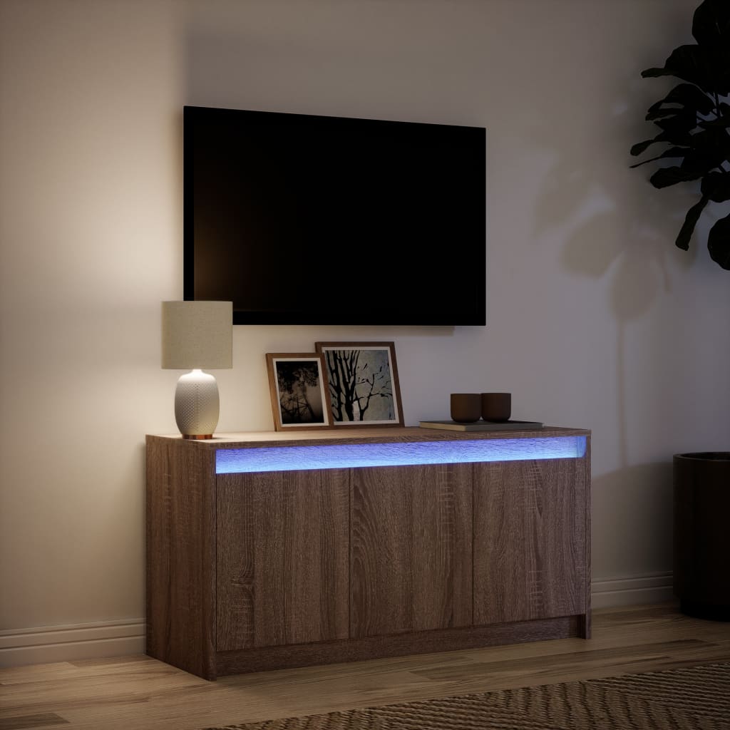 Meuble TV avec LED chêne marron 100x34x50 cm bois d'ingénierie - XIOS