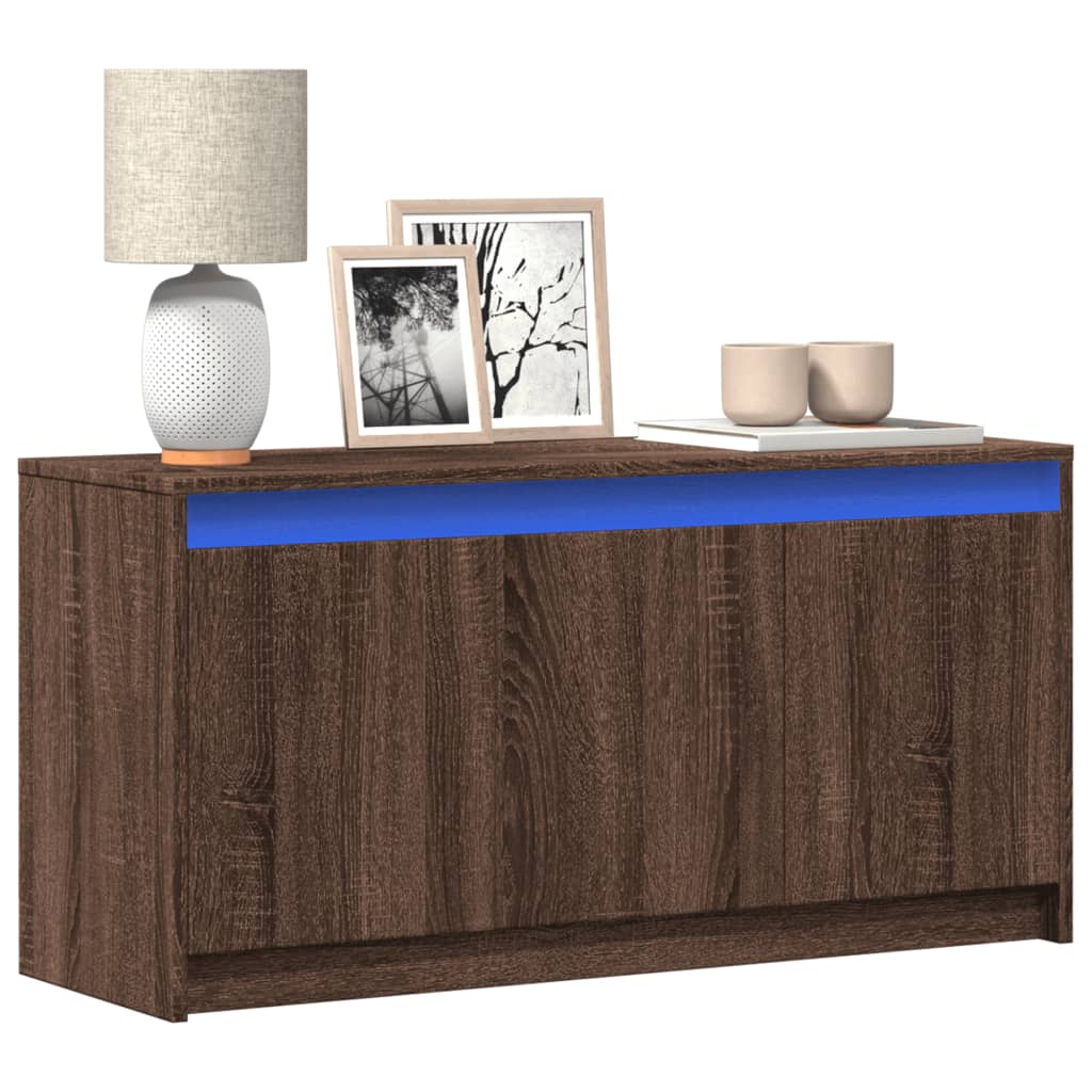 Meuble TV avec LED chêne marron 100x34x50 cm bois d'ingénierie - XIOS