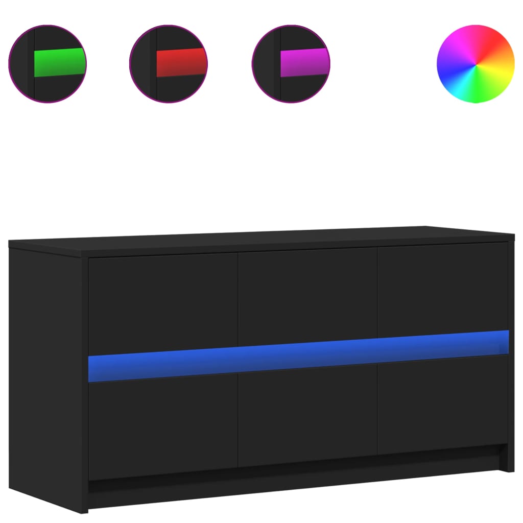 Meuble TV avec LED noir 100x34x50 cm bois d'ingénierie - XIOS