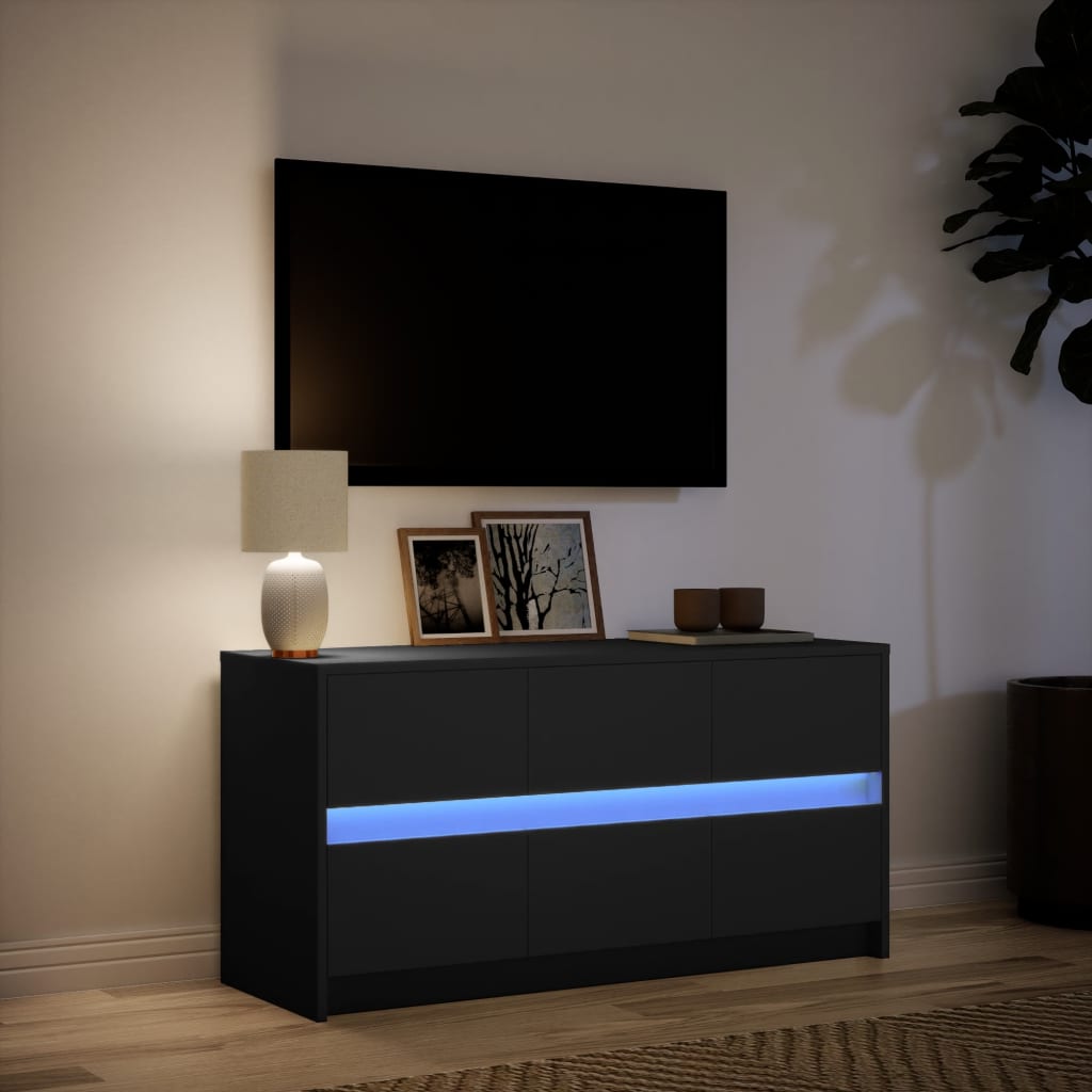 Meuble TV avec LED noir 100x34x50 cm bois d'ingénierie - XIOS