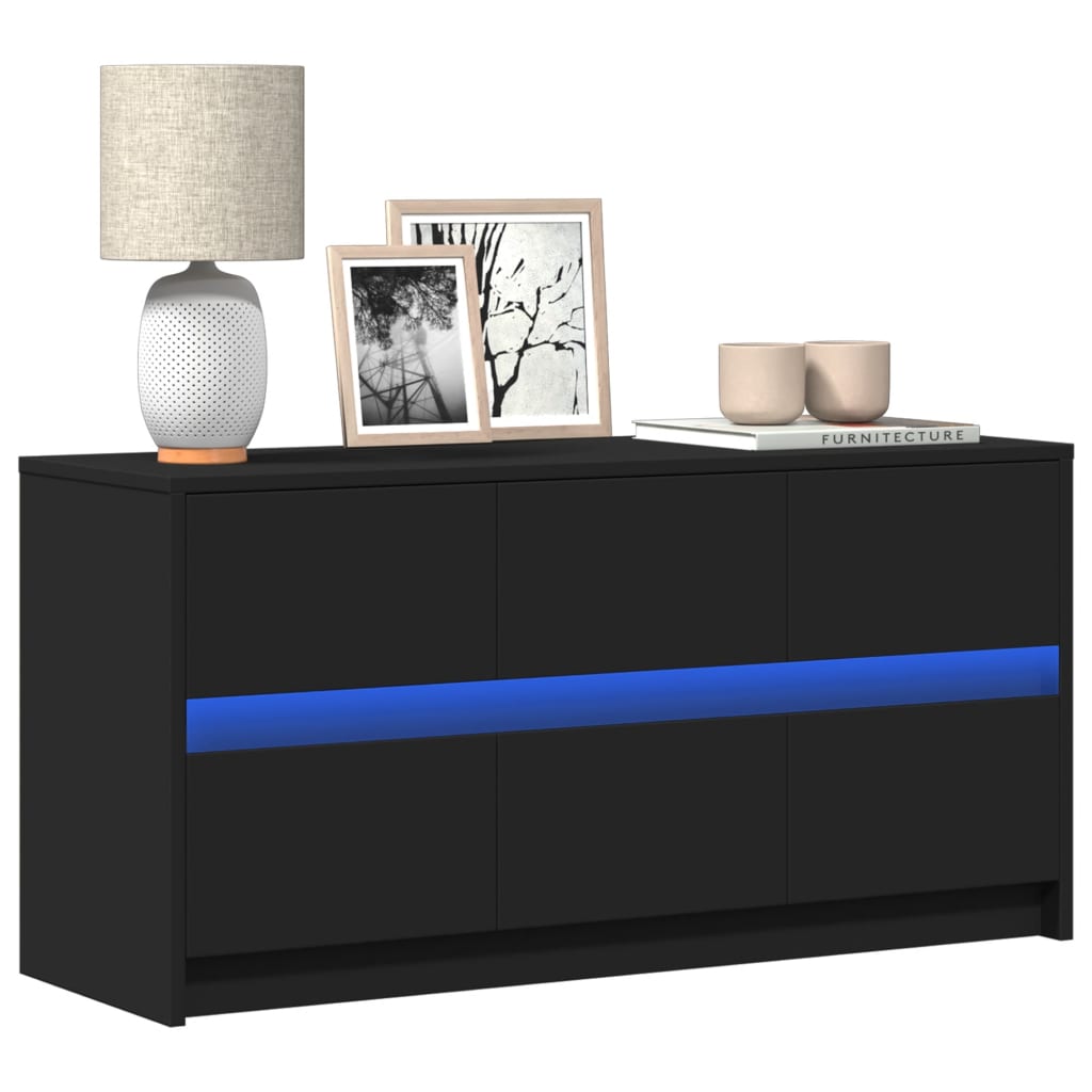 Meuble TV avec LED noir 100x34x50 cm bois d'ingénierie - XIOS