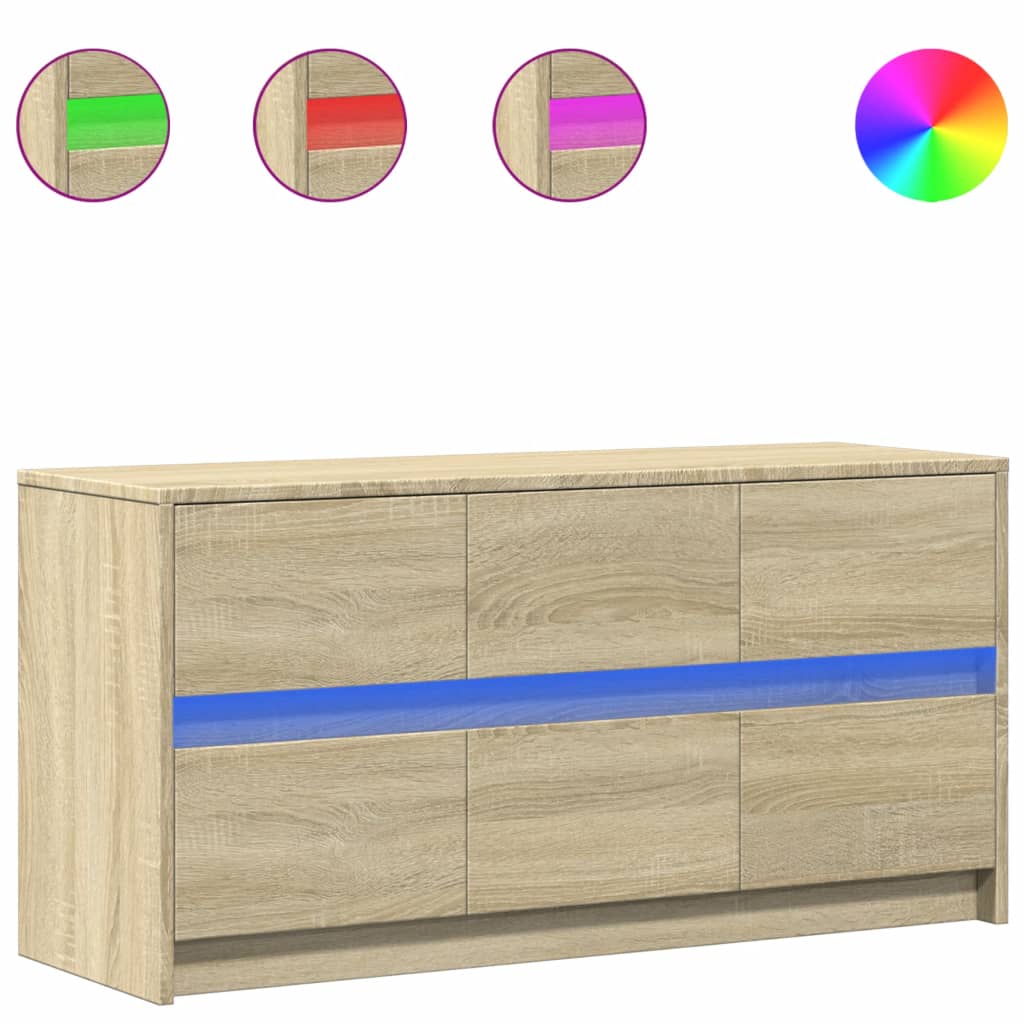 Meuble TV avec LED chêne sonoma 100x34x50 cm bois d'ingénierie - XIOS