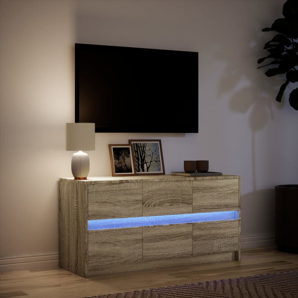 Meuble TV avec LED chêne sonoma 100x34x50 cm bois d'ingénierie - XIOS