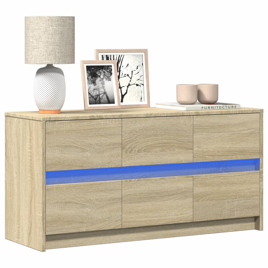 Meuble TV avec LED chêne sonoma 100x34x50 cm bois d'ingénierie - XIOS