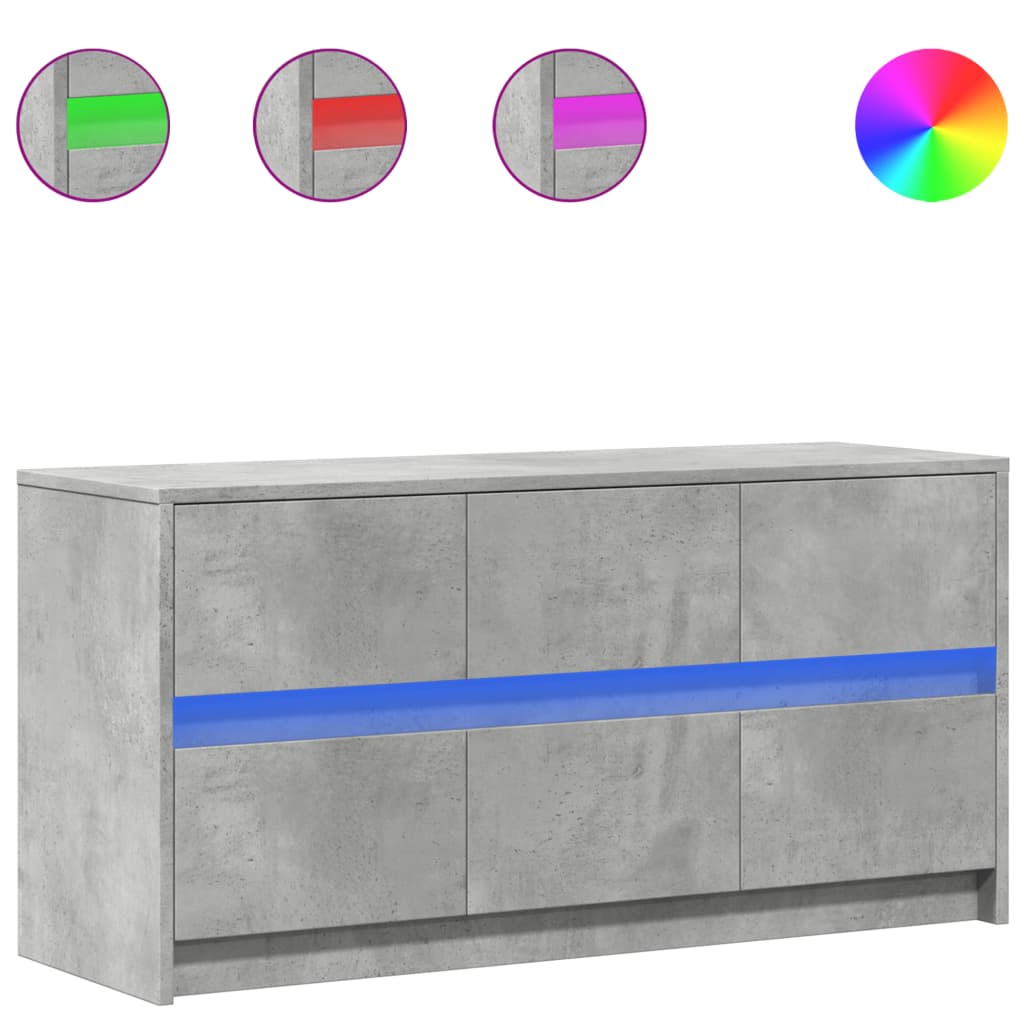 Meuble TV avec LED gris béton 100x34x50 cm bois d'ingénierie - XIOS
