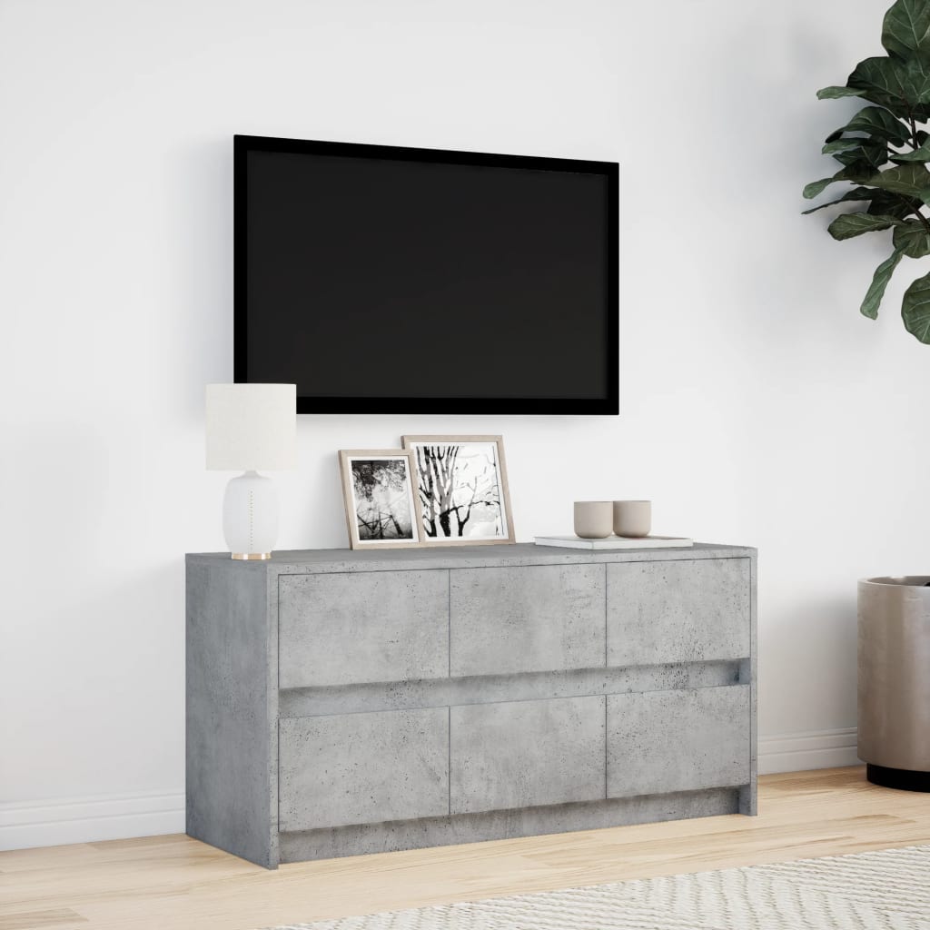 Meuble TV avec LED gris béton 100x34x50 cm bois d'ingénierie - XIOS