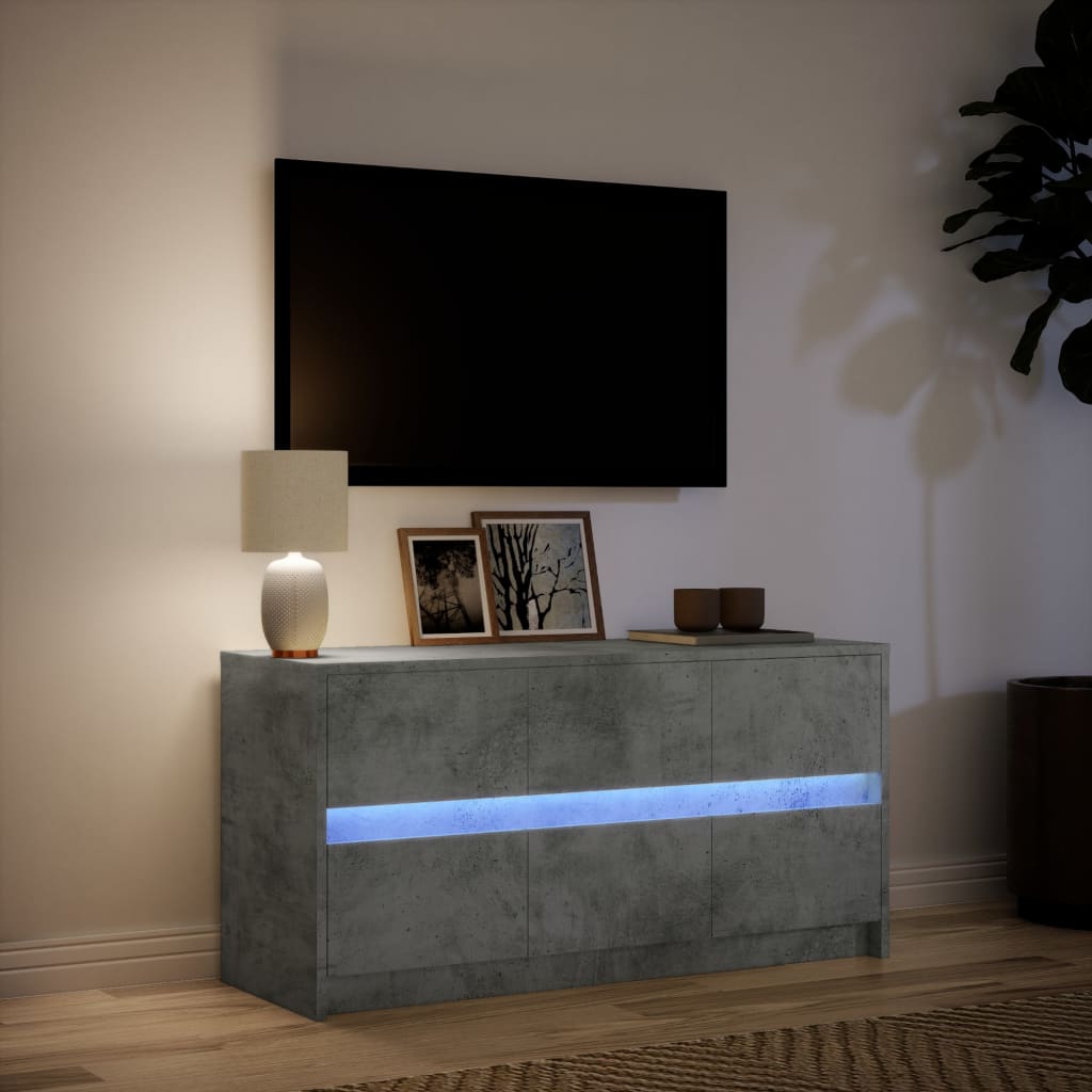 Meuble TV avec LED gris béton 100x34x50 cm bois d'ingénierie - XIOS