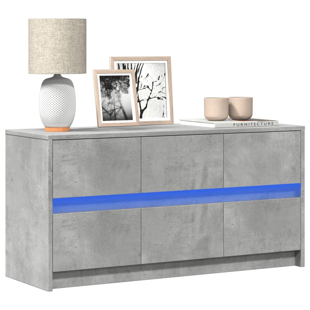 Meuble TV avec LED gris béton 100x34x50 cm bois d'ingénierie - XIOS